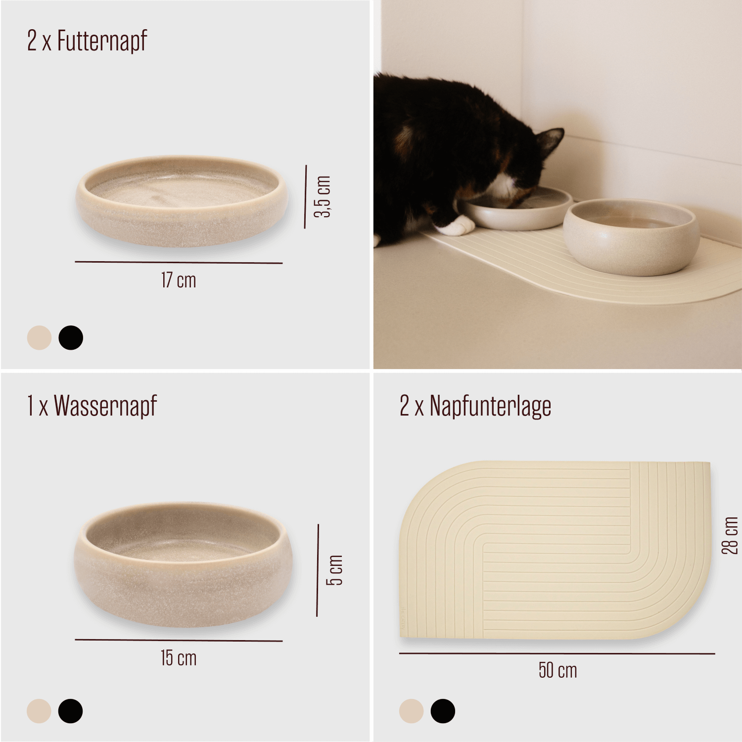 Katzen Futterplatz Creme groß