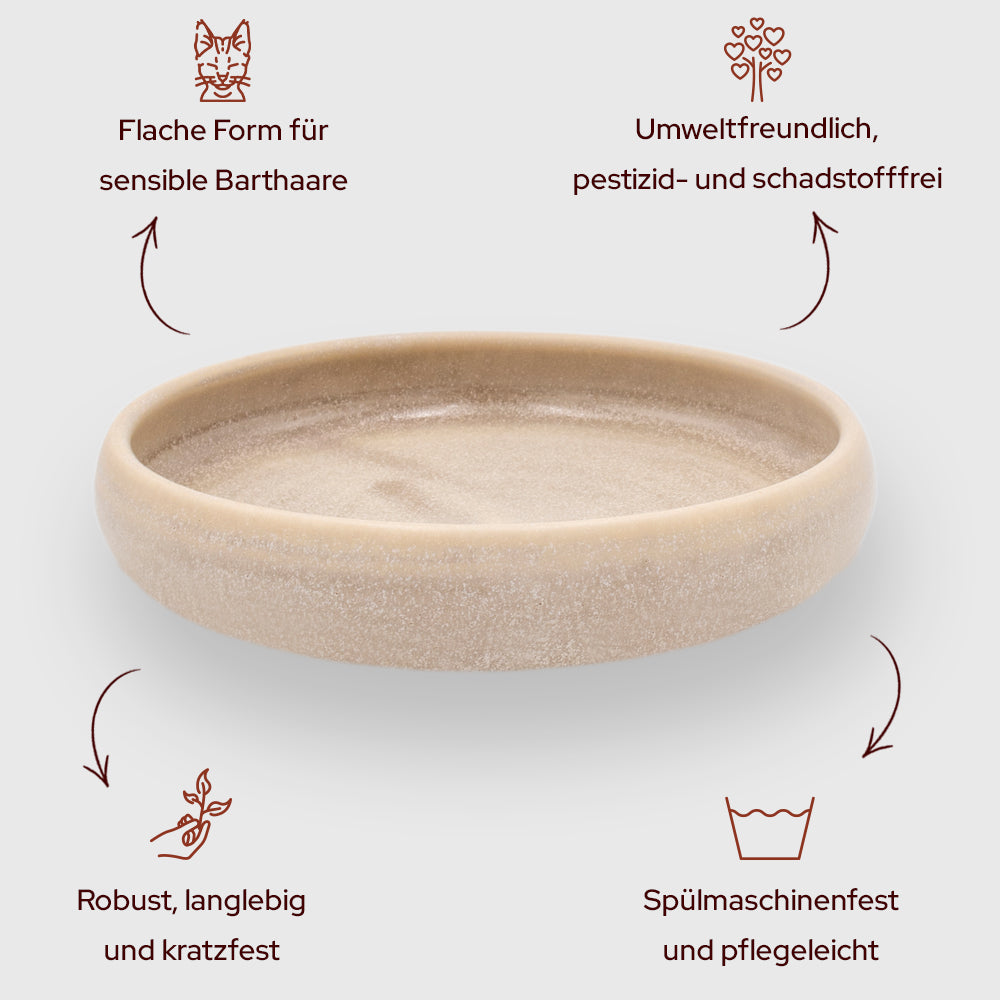 Keramik-Katzennapf Erhöht – Mit Katzengesicht, 15° Neigung, Für Futter & Wasser