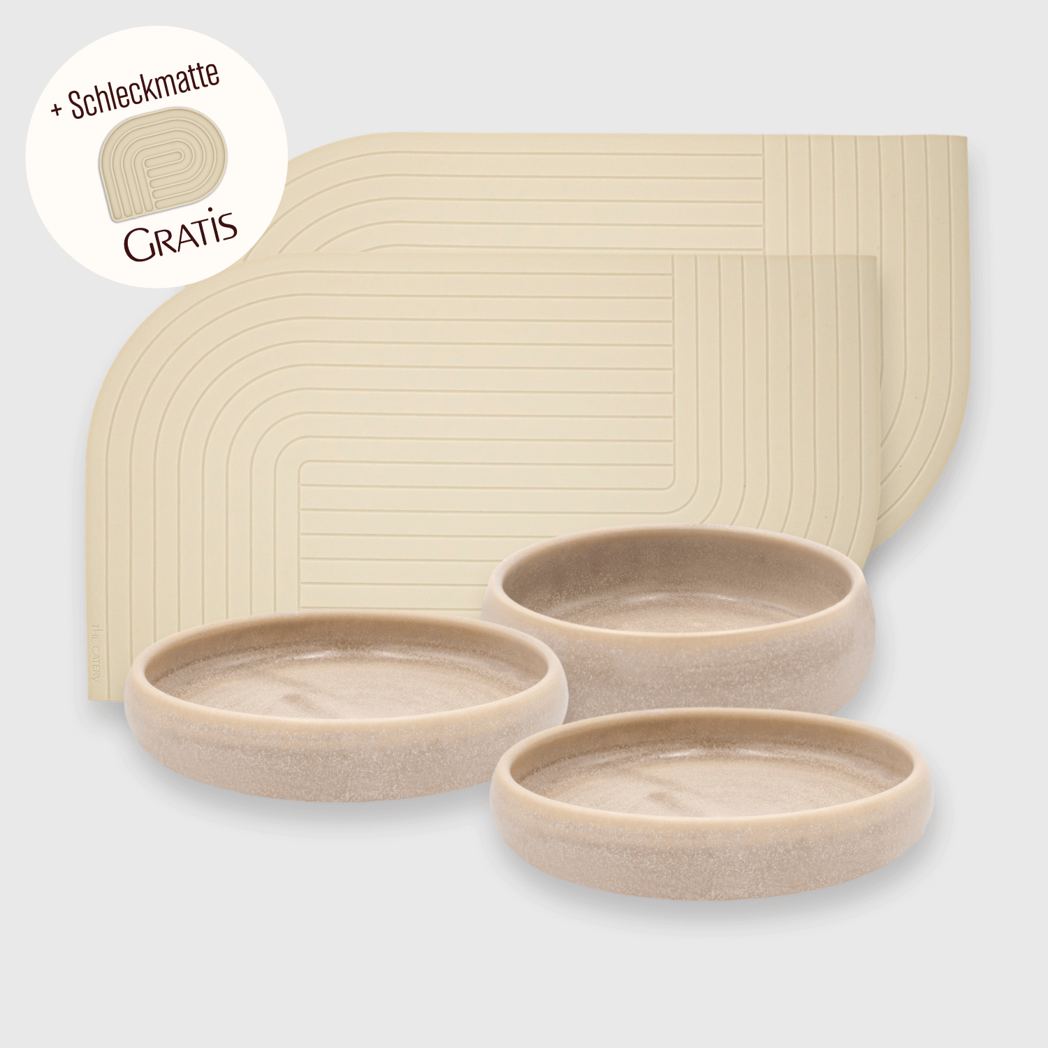 Set Futterplatz Katze Creme